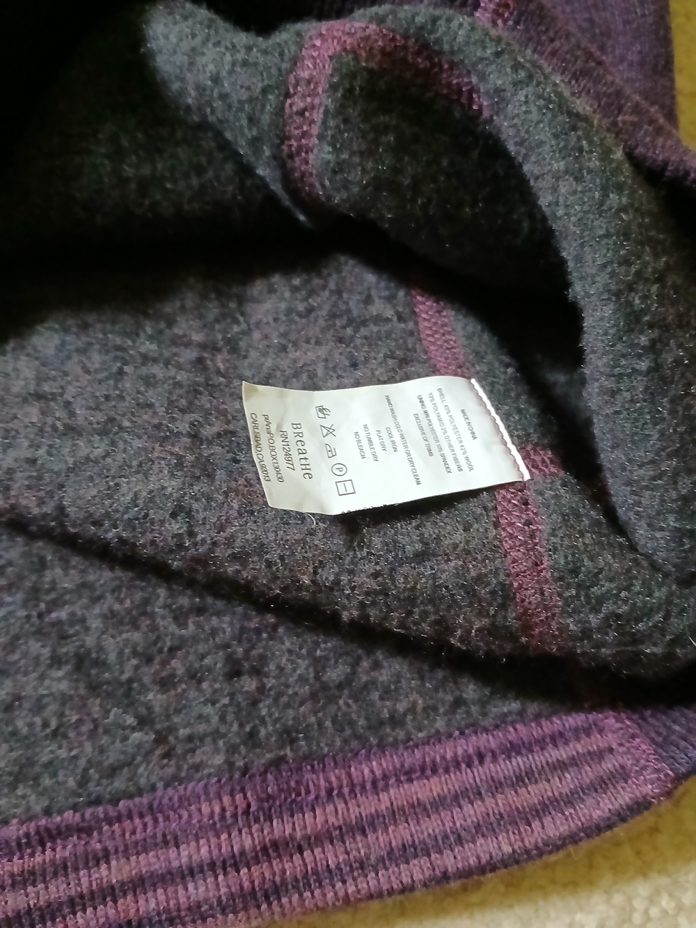 Women’s Purple Funnel-Neck Sweater with Contrast Stitching - Picture 4 of 8